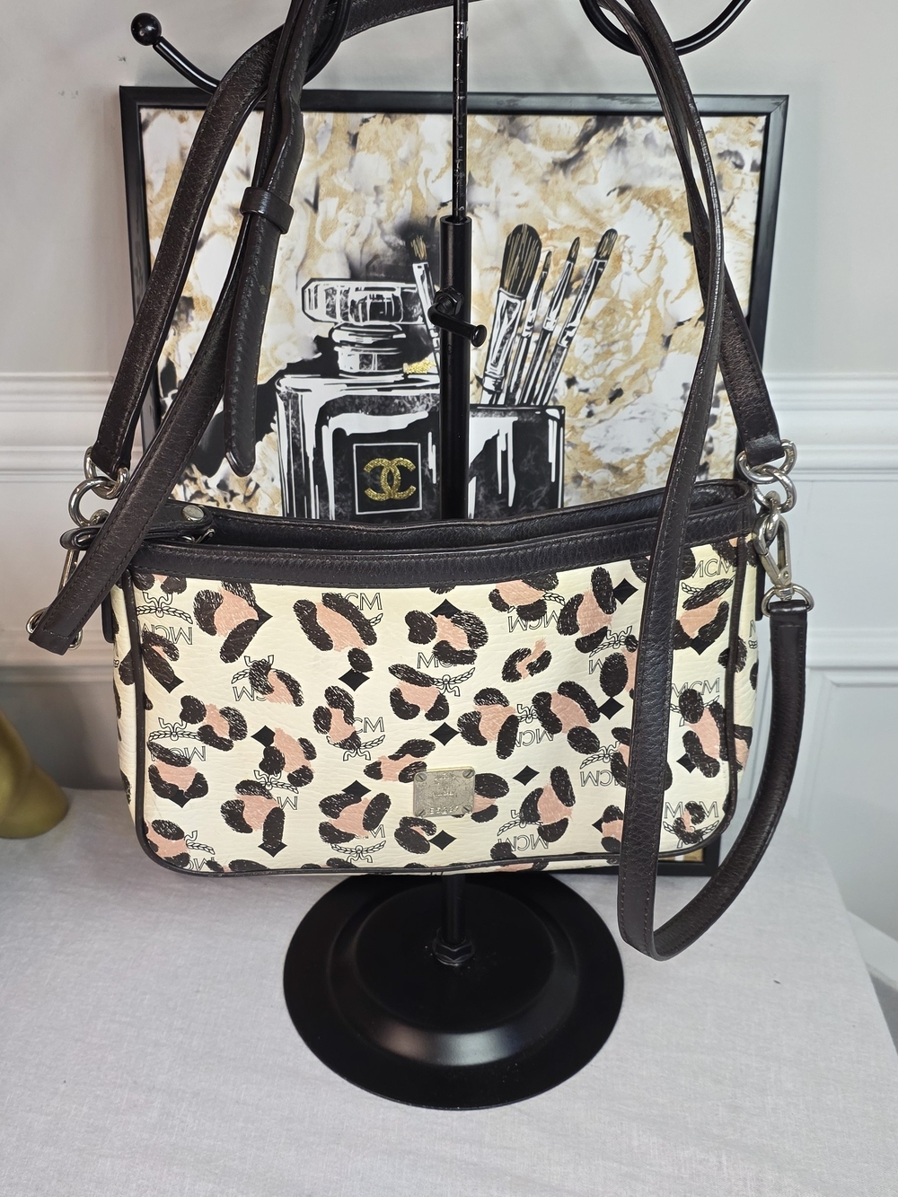 MCM Leopard-Print Crossbody Bag with COA